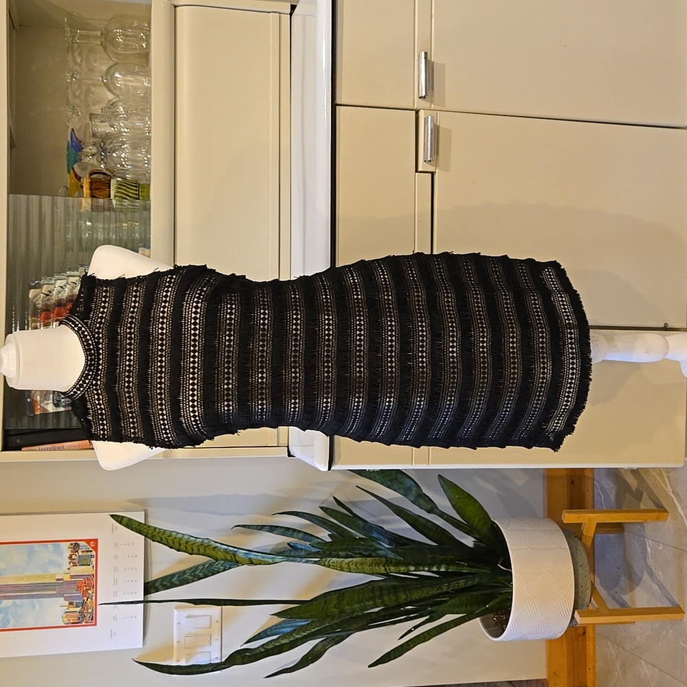 EUC Wms J. Crew Black Fringe Dress Size 2 - Picture 1 of 8